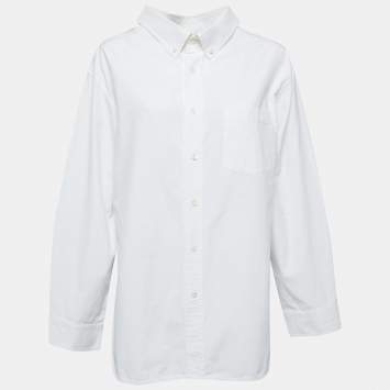 Pre Owned Balenciaga White Cotton Button Front Oversized Shirt M