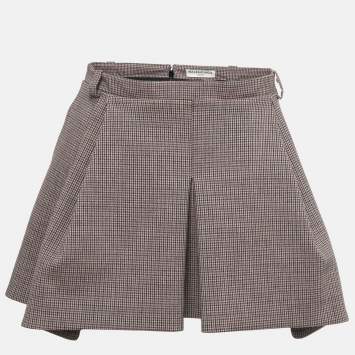 Pre Owned Balenciaga Multicolor Houndstooth Patterned Wool Blend Mini Skirt M