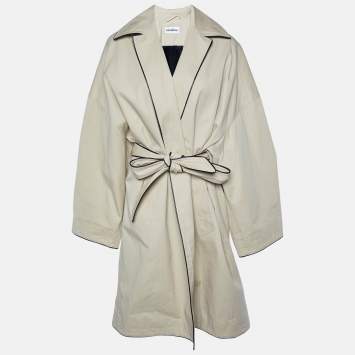 Pre Owned Balenciaga Beige Cotton Belted Cocoon Coat S