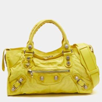 Pre Owned Balenciaga Yellow Leather GSH Part Time Tote