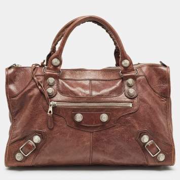 Pre Owned Balenciaga Brown Leather SGH Giant Work Bag