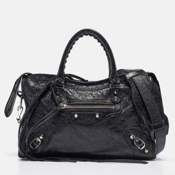 Pre Owned Balenciaga Black Leather Small Classic City Bag