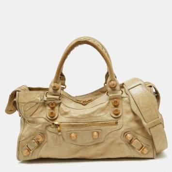 Pre Owned Balenciaga Latte Leather GGH Part Time Bag