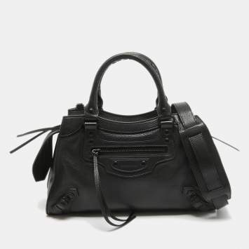 Pre Owned Balenciaga Black Leather Small Neo Classic Tote