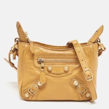 Pre Owned Balenciaga Mustard Leather Classic Hip Crossbody Bag