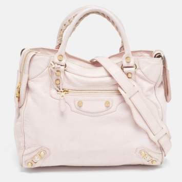Pre Owned Balenciaga Light Pink Leather RH Velo Bag