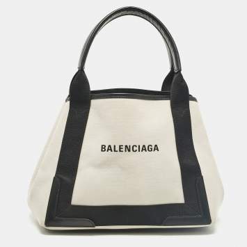 Pre Owned Balenciaga Black Canvas Leather Tote