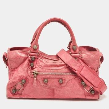 Pre Owned Balenciaga Fuchsia Leather GGH Part Time Bag