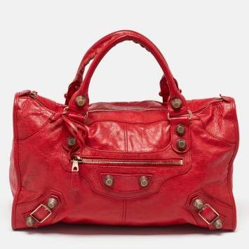 Pre Owned Balenciaga Red Leather GGH Work Tote