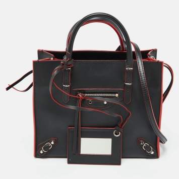 Pre Owned Balenciaga Black Leather Mini Papier A4 Tote