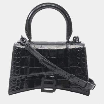 Pre Owned Balenciaga Hourglass Xs  Leather Black Handbag