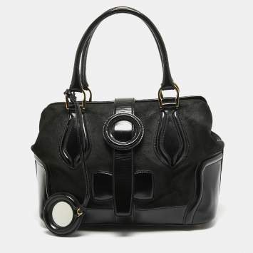 Pre Owned Balenciaga Black Suede and Leather Frame Satchel