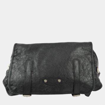 Pre Owned Balenciaga Black Sheepskin Belt Bum Bag