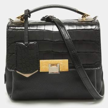 Pre Owned Balenciaga Black Alligator and Leather Le Dix Cartable Top Handle Bag