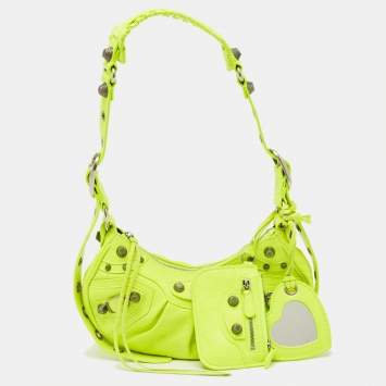 Pre Owned Balenciaga Neon Green Leather XS Le Cagole Shoulder Bag
