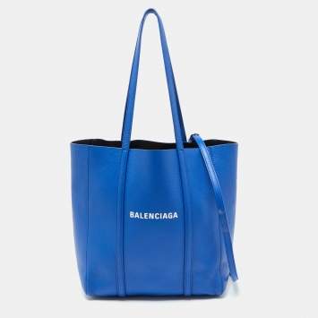 Pre Owned Balenciaga Blue Leather Bazar Shopper Tote
