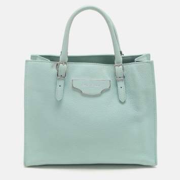 مملوكة مسبقًا Balenciaga Mint Green Leather Mini Papier A4 Zip Around Bag