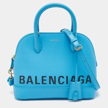 Pre Owned Balenciaga Blue Leather Small Ville Bag