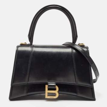 Pre Owned Balenciaga Black Leather Small Hourglass Top Handle Bag