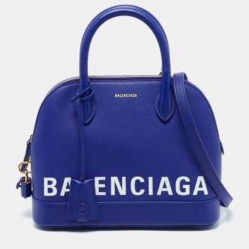 Pre Owned Balenciaga Blue Leather Small Ville Bag
