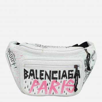 Pre Owned Balenciaga Graffiti Leather Belt Bag