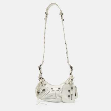 Pre Owned Balenciaga White Leather XS Le Cagole Shoulder Bag