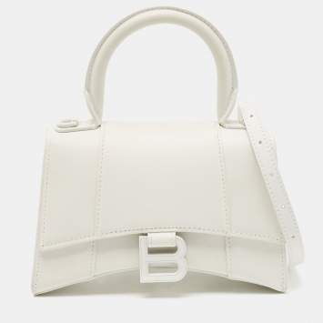 Pre Owned Balenciaga White Leather XS Hourglass Top Handle Bag