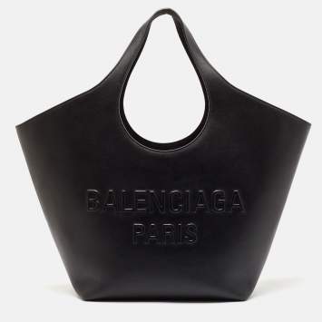 Pre Owned Balenciaga Black Leather Medium Mary Kate Tote