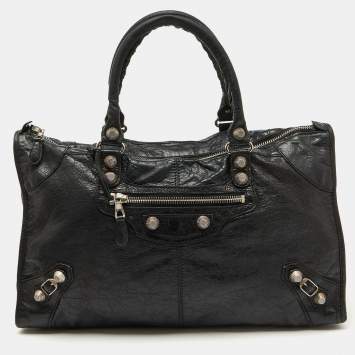 Pre Owned Balenciaga Black Leather SGH Work Tote