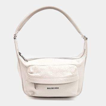 Pre Owned Balenciaga White Leather Shoulder Bag