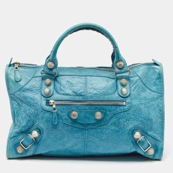 Pre Owned Balenciaga Blue Leather SGH Giant Work Bag