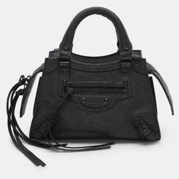 Pre Owned Balenciaga Black Leather Mini Neo Classic City Tote