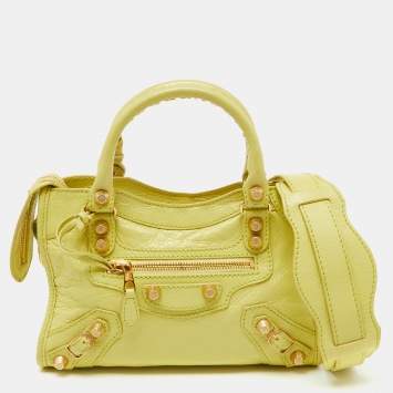 Pre Owned Balenciaga Yellow Leather Mini Classic City Bag