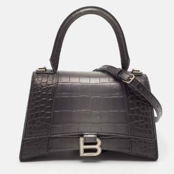 Balenciaga Grey Ombre Leather Small Hourglass Top Handle Bag