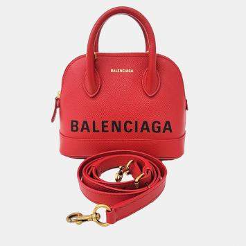 Balenciaga Red Leather Bill Top Handle Bag XXS
