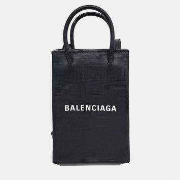 مملوكة مسبقًا Balenciaga Black Leather shopping phone holder bag