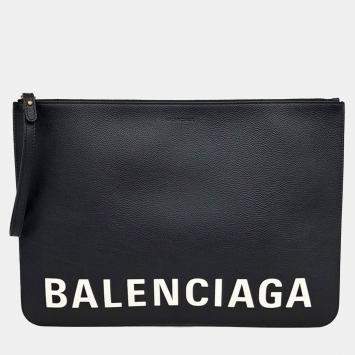 Pre Owned Balenciaga Black Leather clutch