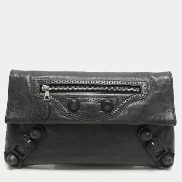 Balenciaga Moss Green Leather Classic Giant Envelope Clutch