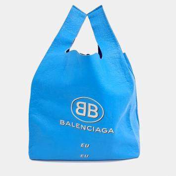Pre Owned Balenciaga Blue Leather tote bag