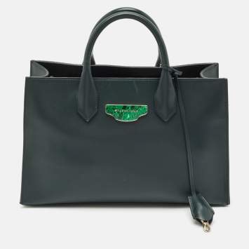 Pre Owned Balenciaga Dark Green Leather Padlock Tote