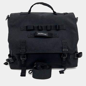 Pre Owned Balenciaga Black Fabric Army Messenger Bag