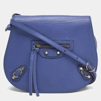 Pre Owned Balenciaga Dark Blue Leather Classic Crossbody Bag