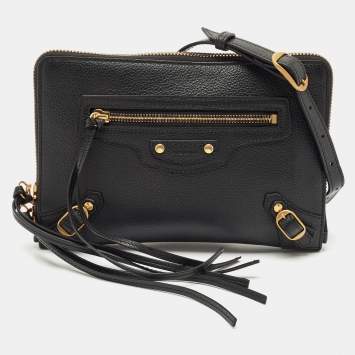 Pre Owned Balenciaga Black Leather Neo Classic Pouch Crossbody Bag