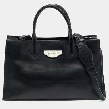 Balenciaga Black Leather Padlock Tote