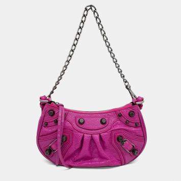 Pre Owned Balenciaga Pink Leather Le Cargol Mini Shoulder Bag