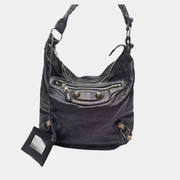 Pre Owned Balenciaga Giant Day Black Lambskin Shoulder Bag