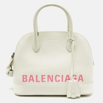 Pre Owned Balenciaga White/Pink Leather Small Ville Satchel