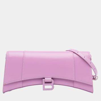 Pre Owned Balenciaga Hourglass Stretch Pink Leather Shoulder Bag