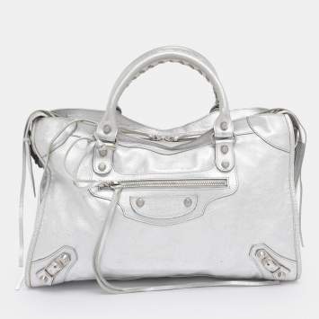 Pre Owned Balenciaga Silver Leather RH Classic City Bag