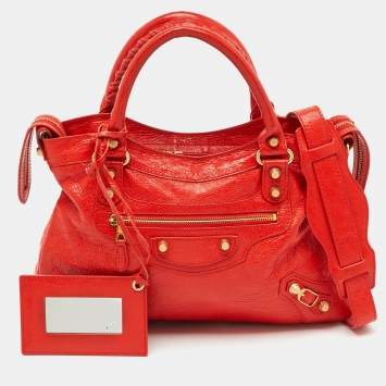 Pre Owned Balenciaga Orange Leather RGH Town Bag